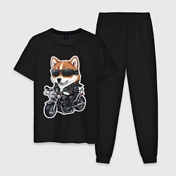 Мужская пижама Shiba Inu собака мотоциклист