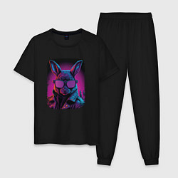 Пижама хлопковая мужская Neon Rabbit Style, цвет: черный