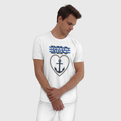 Пижама хлопковая мужская 30 июля ВМФ, цвет: белый — фото 2