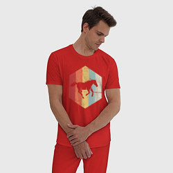 Пижама хлопковая мужская Color horse, цвет: красный — фото 2
