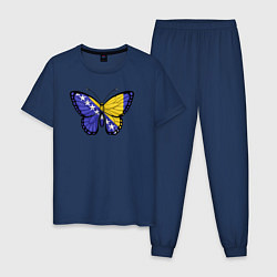 Пижама хлопковая мужская Бабочка Босния и Герцеговина, цвет: тёмно-синий