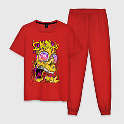Пижама хлопковая мужская Жидкий Барт, цвет: красный