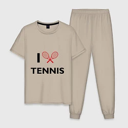 Пижама хлопковая мужская I Love Tennis, цвет: миндальный