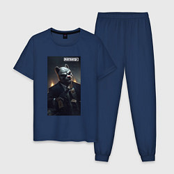 Пижама хлопковая мужская Pay day 3 wolf, цвет: тёмно-синий