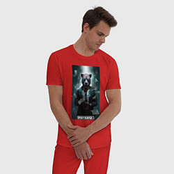 Пижама хлопковая мужская Pay day 3 bear, цвет: красный — фото 2