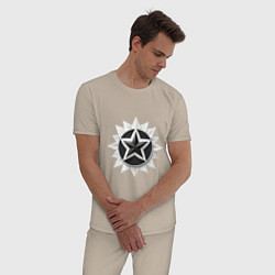 Пижама хлопковая мужская Звезда солнце, цвет: миндальный — фото 2