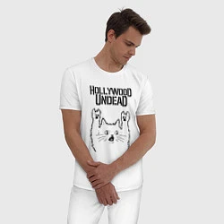 Пижама хлопковая мужская Hollywood Undead - rock cat, цвет: белый — фото 2