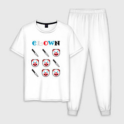 Пижама хлопковая мужская Клоуны и ножи, цвет: белый