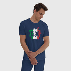 Пижама хлопковая мужская Привет Италия, цвет: тёмно-синий — фото 2