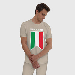 Пижама хлопковая мужская Италия чемпион, цвет: миндальный — фото 2