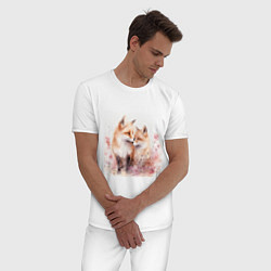 Пижама хлопковая мужская Романтические лисы, цвет: белый — фото 2