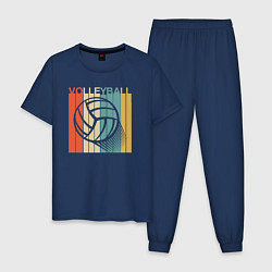 Пижама хлопковая мужская Волейбольный стиль, цвет: тёмно-синий