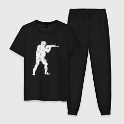 Пижама хлопковая мужская Soldier counter strike, цвет: черный
