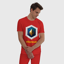 Пижама хлопковая мужская Логотип Ethereum, цвет: красный — фото 2