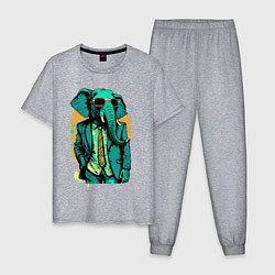 Пижама хлопковая мужская Человек слон, цвет: меланж