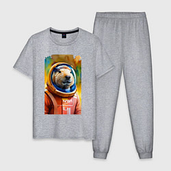 Пижама хлопковая мужская Capybara astronaut - NASA - neural network, цвет: меланж