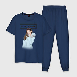 Пижама хлопковая мужская Jisoo Blackpink winter, цвет: тёмно-синий