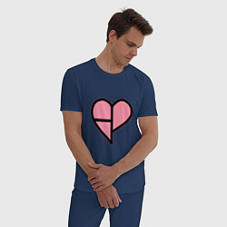 Пижама хлопковая мужская Сердечко BLACKPINK, цвет: тёмно-синий — фото 2