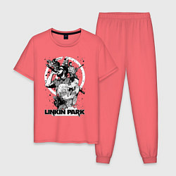 Пижама хлопковая мужская Linkin Park all, цвет: коралловый
