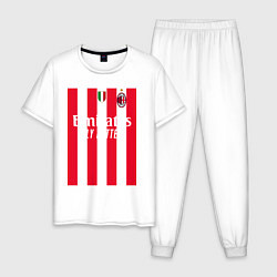 Пижама хлопковая мужская ФК Милан форма 2223 домашняя, цвет: белый