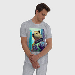 Пижама хлопковая мужская Capybara - neural network - cyberpunk, цвет: меланж — фото 2