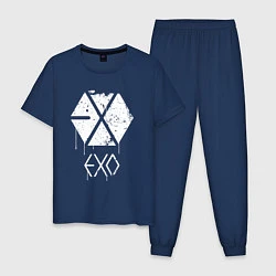 Пижама хлопковая мужская EXO лого, цвет: тёмно-синий