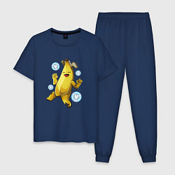 Пижама хлопковая мужская Банан с В-баксами Фортнайт, цвет: тёмно-синий