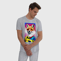 Пижама хлопковая мужская Fox - pop art - fashionista, цвет: меланж — фото 2