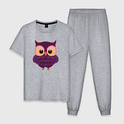 Мужская пижама Сиреневая сова с большими глазами