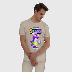 Пижама хлопковая мужская Дракон Даг, цвет: миндальный — фото 2