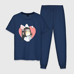 Пижама хлопковая мужская Lan Wang Ji heart, цвет: тёмно-синий