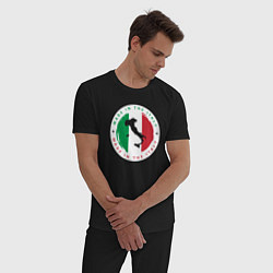 Пижама хлопковая мужская Сделан в Италии, цвет: черный — фото 2