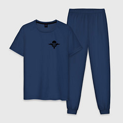 Пижама хлопковая мужская ВДВ символ логотип, цвет: тёмно-синий