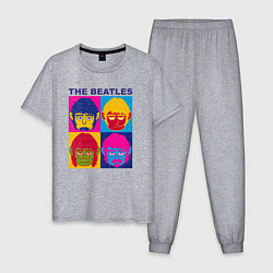 Пижама хлопковая мужская The Beatles color, цвет: меланж