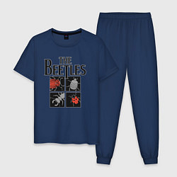 Пижама хлопковая мужская Beetles, цвет: тёмно-синий