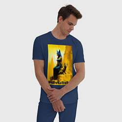 Пижама хлопковая мужская Бог Анубис в женском обличии - нейросеть, цвет: тёмно-синий — фото 2