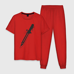 Пижама хлопковая мужская Hunter knife, цвет: красный