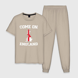 Пижама хлопковая мужская Come on England, цвет: миндальный