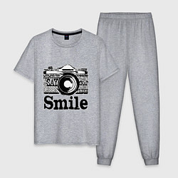 Пижама хлопковая мужская Smile camera, цвет: меланж