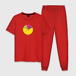 Пижама хлопковая мужская Отстань от себя - надпись, цвет: красный