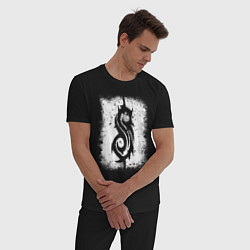 Пижама хлопковая мужская Slipknot logo, цвет: черный — фото 2