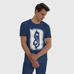 Пижама хлопковая мужская Slipknot logo, цвет: тёмно-синий — фото 2