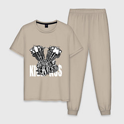 Пижама хлопковая мужская Kick ass machine, цвет: миндальный