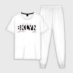 Пижама хлопковая мужская Brooklyn, BKLYN, цвет: белый