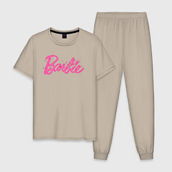 Пижама хлопковая мужская Блестящий логотип Барби, цвет: миндальный