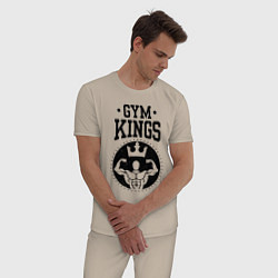 Пижама хлопковая мужская Gym kings, цвет: миндальный — фото 2