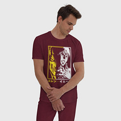 Пижама хлопковая мужская Эрен Йегер Титан, цвет: меланж-бордовый — фото 2