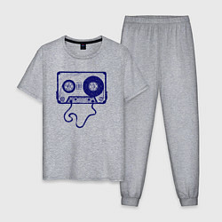 Пижама хлопковая мужская Music cassette, цвет: меланж