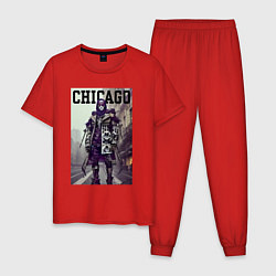 Пижама хлопковая мужская Модный чувак из Чикаго - нейросеть, цвет: красный