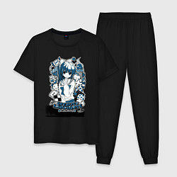 Пижама хлопковая мужская Аниме футболка -Sakura Koharu, цвет: черный